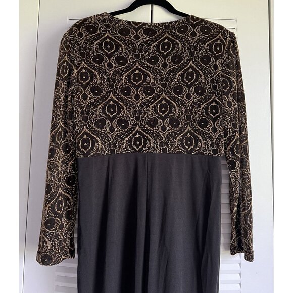 Shein Curve Women's Black & Metallic Gold Long Dress Size 0XL Party Formal - Picture 6 of 7